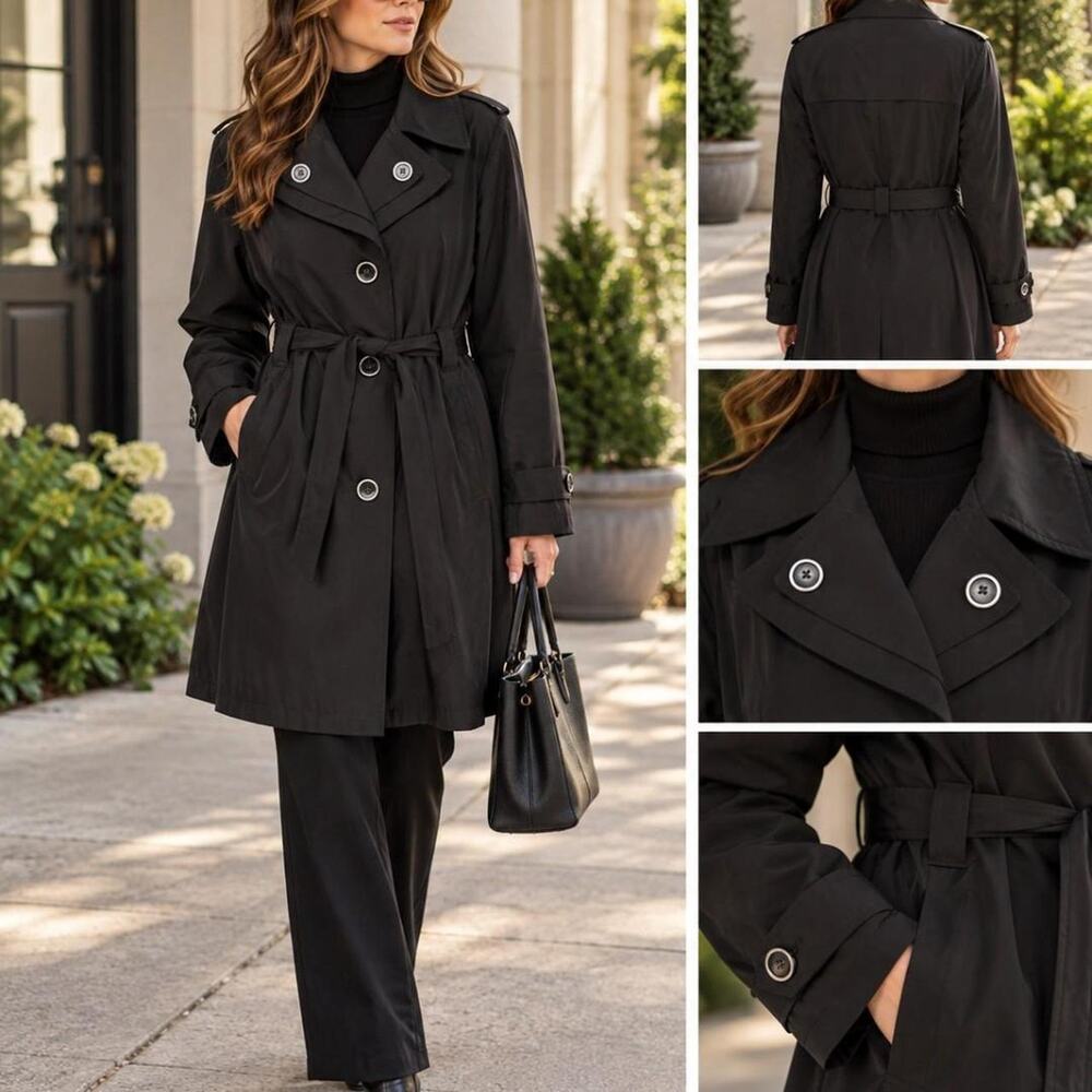London Fog black trench coat